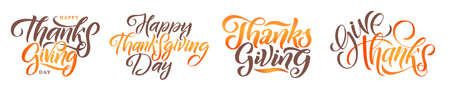 Autumn Lettering Set. Calligraphic Inscription Hand Drawn. Unique Vector Typography.のイラスト素材