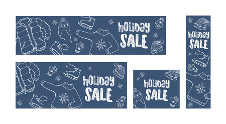 holiday winter sale set of 4 web banners.のイラスト素材