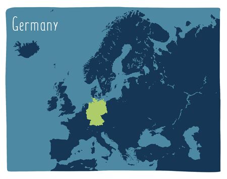 Colorful vector map of Germany highlighted in Europeのイラスト素材