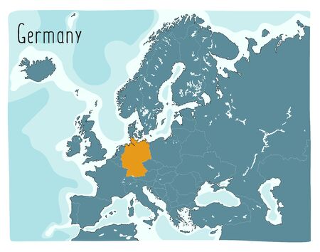 Colorful vector map of Germany highlighted in Europeのイラスト素材