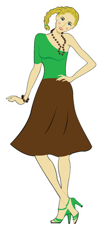 a beautiful young girl in bright clothesのイラスト素材