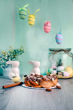 Easter is the bright and kind holiday with the spring breath. Eggs, cakes and rabbits are the main symbols of this day.の写真素材