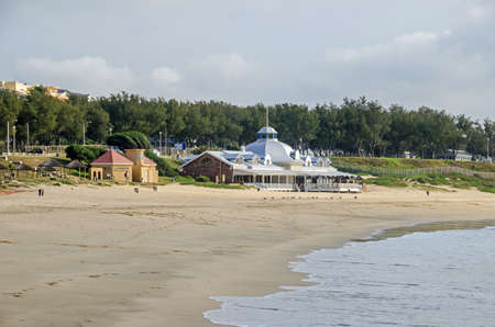 One of the beaches with restaurant Jackal near the port of Mossel Bay, a harbor town and a beach...