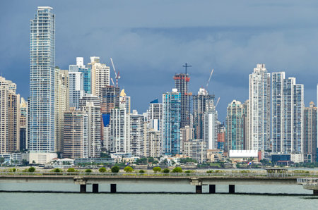 Panama City, Panama - November 3, 2017: Construction boom in Panama City. Skyline of Panama City on...