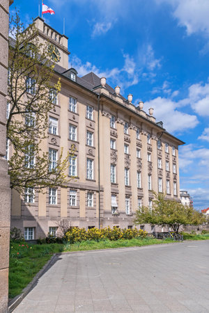 Berlin, Germany - April 25, 2021: The sandstone building of Rathaus Schoeneberg, the city hall for the borough of Tempelhof-Schoeneberg, with its 70 meter high tower and the Berlin flagのeditorial素材