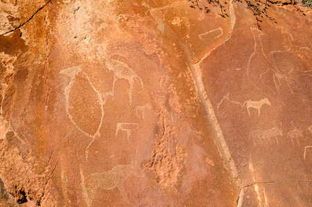 Rock carvings in Twyfelfontein approved as Namibia's first UNESCO World Heritage Site in the Kunene Region of north-western Namibia.のeditorial素材