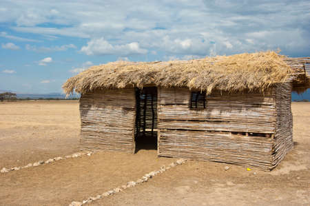 Primary school for maasai children in a maasai village near Serengeti, Tanzaniaの写真素材