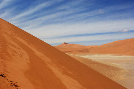 View from the middle of dune 45, Namib Desert, Namibiaの写真素材
