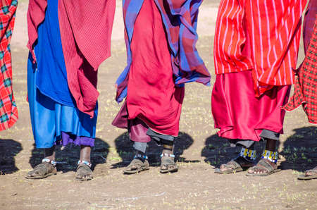 Made-to-measure. Maassai wear and self made shoesの写真素材