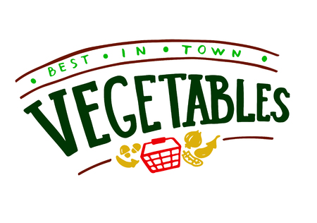 Hand drawn Vegetables, market, multicolor wordsの写真素材