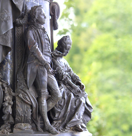 Monument to Catherine Great (2) and her companions in Catherine Park, Cameron Gallery, with blurred green background, Pushkin, Russiaのeditorial素材