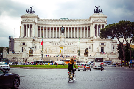 Altare della Patria (Altar of Fatherland) - Monumento Nazionale Vittorio Emanuele II is monument built in honor of Victor Emmanuel, first king of unified Italy, Vittoriano, Piazza Venezia, Roma, Italyのeditorial素材