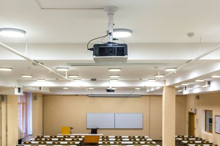 St. Petersburg, Russia - April 6, 2018: Interior of empty University audiences, modern school classroom, St. Petersburg, Russiaのeditorial素材