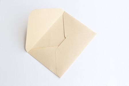Blank paper blue envelope, letter for mail on white background.の写真素材