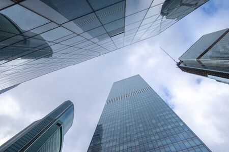 High-rise mirror towers of modern office buildings business center of Moscow City, international...