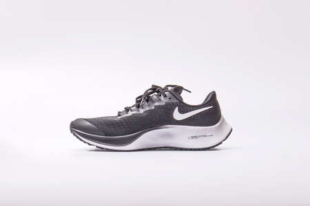 SAINT PETERSBURG, RUSSIA - DECEMBER 2, 2020: NIKE Air Zoom Pegasus 37 shoes for running on white background, isolated.のeditorial素材
