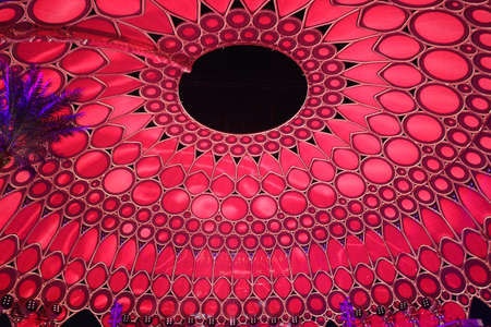 Colorful interior view of Al Wasl Plaza dome roof at EXPO 2020.のeditorial素材