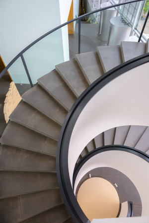 Nuremberg, Germany - July 19, 2023: Beautiful modern art spiral staircase in Neues Museum of Nurnberg, Franconia, Bavariaのeditorial素材