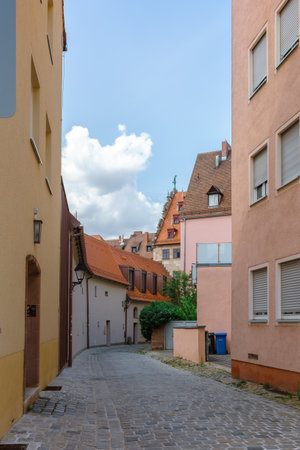 Nuremberg, Germany - July 19, 2023: Beautiful well-groomed streets of old town. View of historical center of Nuremberg, Franconia, Bavariaのeditorial素材