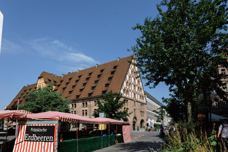 Nuremberg, Germany - July 19, 2023: Beautiful well-groomed streets of old town. View of historical center of Nuremberg, Franconia, Bavariaのeditorial素材