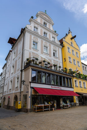 Regensburg, Germany - July 20, 2023: Colorful houses in old streets of Regensburg, eastern Bavaria, Germany.のeditorial素材
