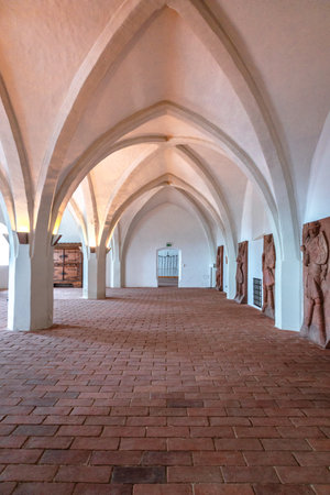 Landshut, Germany - July 24, 2023: Trausnitz castle inside. Halls and galleries of museum with paintings, frescoes and exhibits. Beautiful room interiors. Landshut, Germany.のeditorial素材