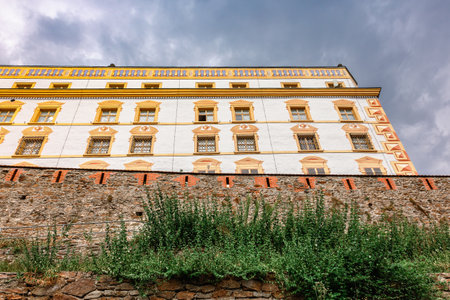 Passau, Germany - July 21, 2023: View of Veste Oberhaus castle. Inner courtyard of medieval castle with gates and arches, Passau, Germany.のeditorial素材