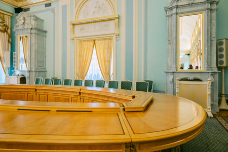 St. Petersburg, Russia - August 26, 2023: Konstantinovsky Palace. Luxurious halls of Palace of...