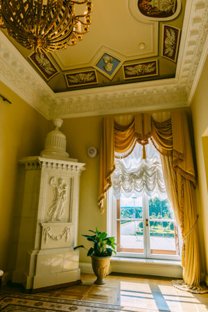 St. Petersburg, Russia - August 26, 2023: Konstantinovsky Palace. Luxurious halls of Palace of Congresses, interiors and halls of Palace, Strelna, St. Petersburg, Russiaのeditorial素材