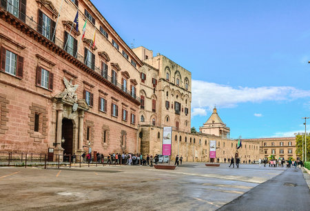 Italy, Palermo - November 28, 2023: Norman Royal Palace former residence of Sicilian kings of Palermo, Sicily, Italy.のeditorial素材