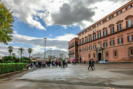 Italy, Palermo - November 28, 2023: Norman Royal Palace former residence of Sicilian kings of Palermo, Sicily, Italy.のeditorial素材