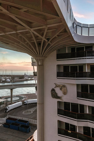 Barcelona, Spain - December 1, 2023: Panoramic view of the port of Barcelona on the Mediterranean coastのeditorial素材