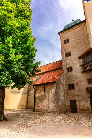 Landshut, Germany - July 24, 2023: Panoramic view of courtyard of medieval Trausnitz castle, Landshut, Bavaria, Germanyのeditorial素材