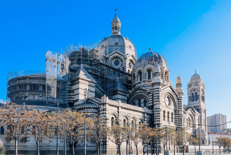 View of Marseille Cathedral of Saint Mary Major on sunny day, Marseille, France. High quality photoの写真素材