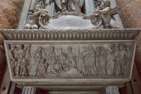 Beautiful architectural interiors in St. Peter Basilica in Vatican. Designed by Donato Bramante, Michelangelo, Carlo Maderno, Gian Lorenzo Bernini.の写真素材