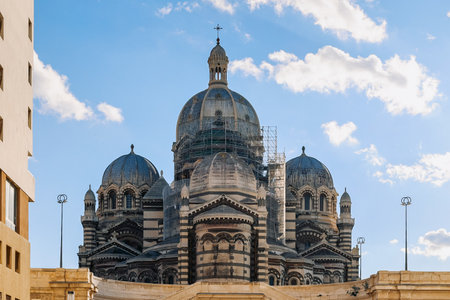 View of Marseille Cathedral of Saint Mary Major on sunny day, Marseille, France. High quality photoの写真素材