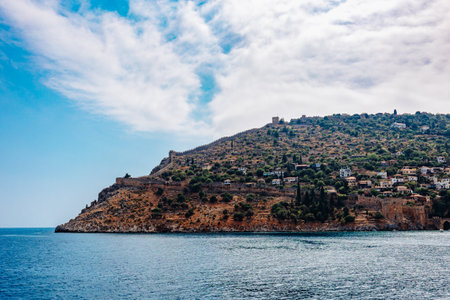 Panoramic view of Alanya coast. Landscape view of Mediterranean coast, Alanya, Turkey. High quality photoの写真素材