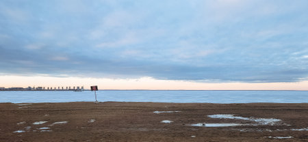 Panoramic view of fantastic winter landscape at dawn. Beautiful natural landscape. High quality photoの写真素材