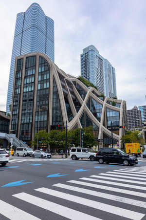 Tokyo, Japan - October 8, 2025: City Perspective. Urban highway scene in Tokyo featuring high rise...