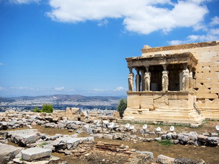 Caryatids in Erechtheum from Athenian Acropolis, Greeceの写真素材
