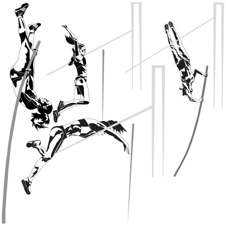 Set of High Jump on white backgroundのイラスト素材