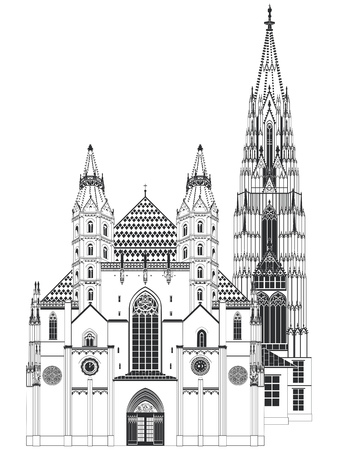Romanesque Towers on the west front, with the Giant's Door of St. Stephen's Cathedral, Viennaのイラスト素材