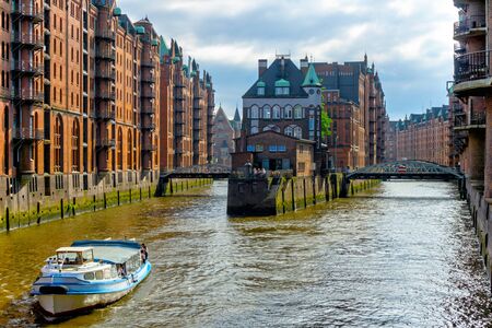 Speicherstadt warehouse district in Hamburgの写真素材
