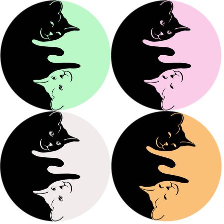 Yin yang symbol catsのイラスト素材
