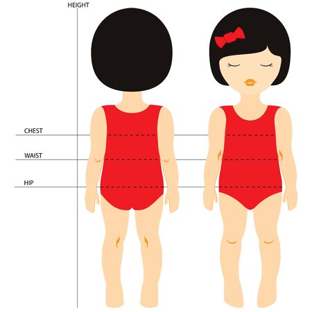 Kid Girl's size lines isolated on white backgroundのイラスト素材