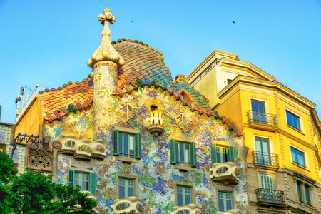 House built by Antoni Gaudi, Barcelona, Spainの写真素材