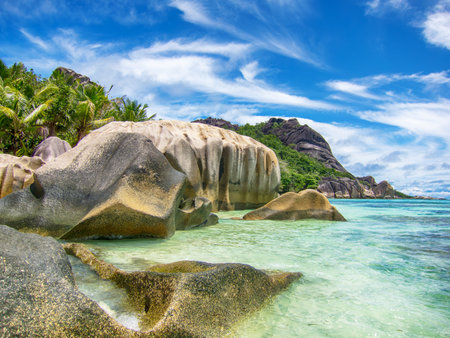 Tropical beach in Seychellesの写真素材