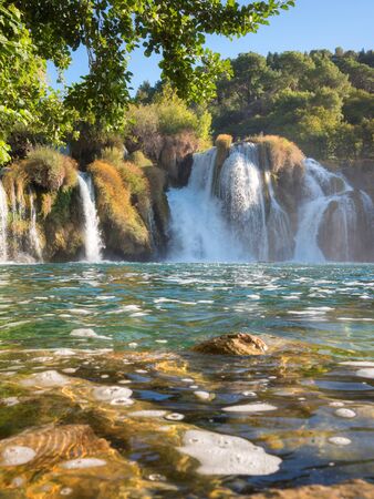 Amazing nature landscape, waterfall Skradinski buk, Krka National Park, Croatiaの写真素材