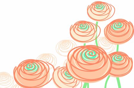 Beautiful vector flowers in coral colors. Modern vector illustrationのイラスト素材