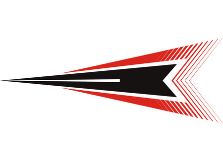 Vector arrow. Striped sports pattern. Design element, pointer. Modern vector backgroundのイラスト素材